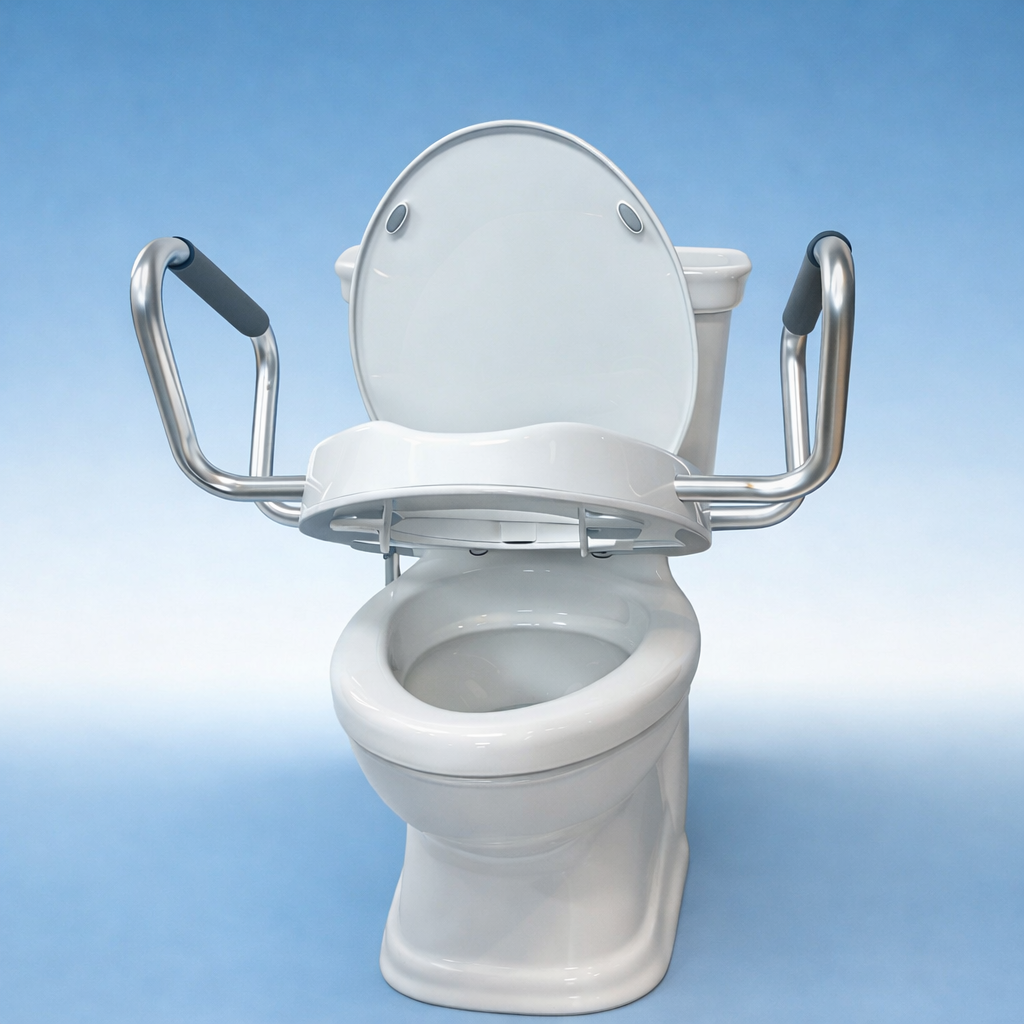 Toilet Seat Riser&Toilet Seat with Support Arms&Bidet Seat Riser with handles & All-In-One Toilet Safety & Hygiene System